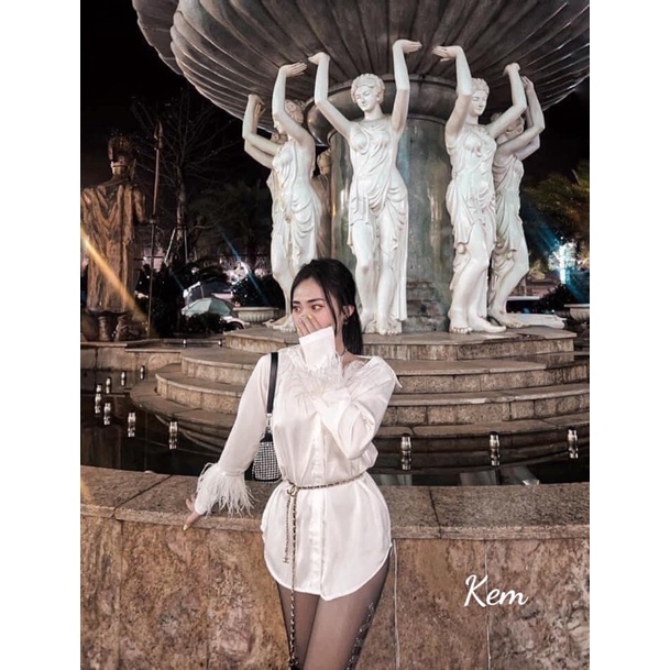 Áo sơ mi lụa tay lông