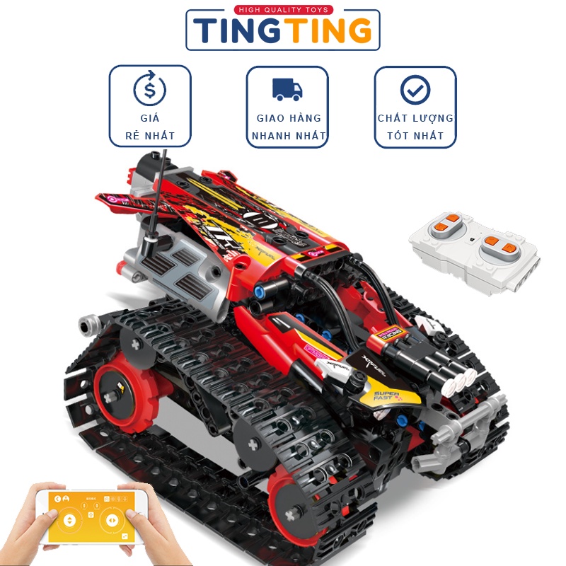 Đồ chơi lắp ráp Technic siêu xe địa hình bánh xích điều khiển từ xa chính hãng Mouldking