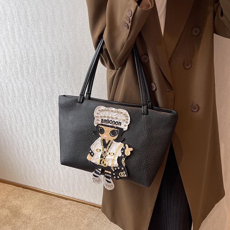 Túi Đeo Vai Cỡ Lớn Họa Tiết Hoạt Hình Đơn Giản Phong Cách Hàn Quốc Cho Nữ