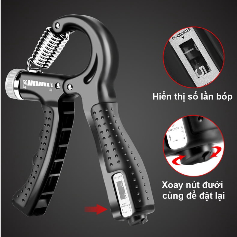 Kìm Bóp Tay Đếm Số Kiềm Bóp Tay Tùy Chỉnh Lực 5-60kg Tập Cơ Tay Tại Nhà hand grip TXsport K08