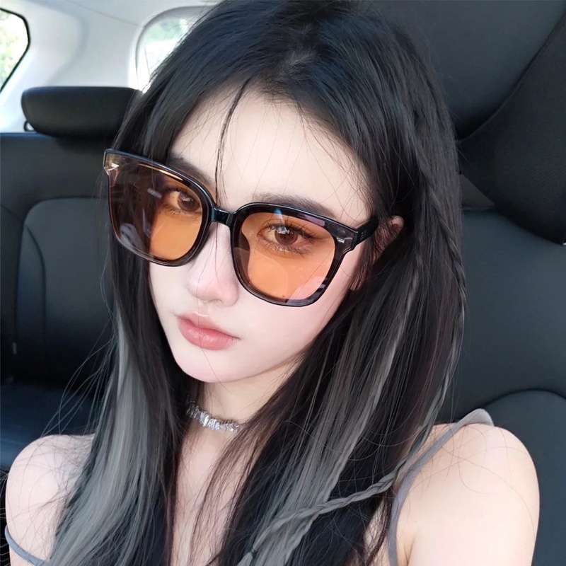 Kính Chống Nắng Chống Tia UV Gọng Vuông Lớn Màu Vàng Cổ Điển Phong Cách Hàn Quốc Thời Trang Cho Nam Và Nữ