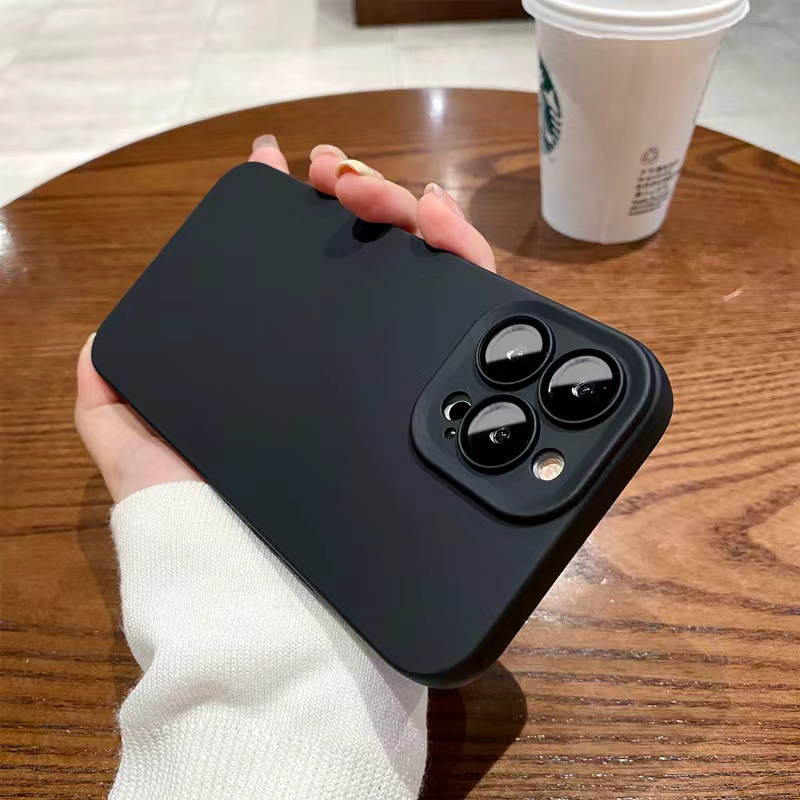 Ốp Điện Thoại iPhone 14 plus 13 12 11 Pro max case ốp lưng điện thoại iphone 14 promax Màu tím silicon Mềm Chống Bụi Chống Sốc Bảo Vệ Ống Kính Máy Ảnh Cho