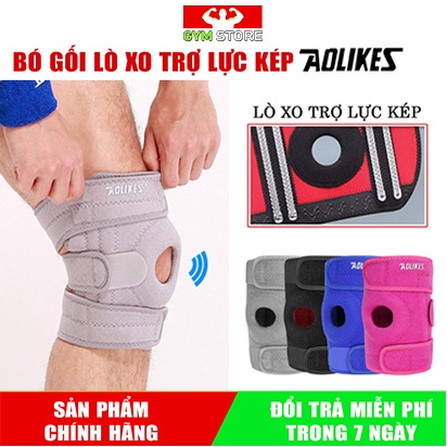 Băng Đầu Gối Silicon Thể Thao, Bó gối tập Gym 4 lò xo trợ lực Aolikes A-7618