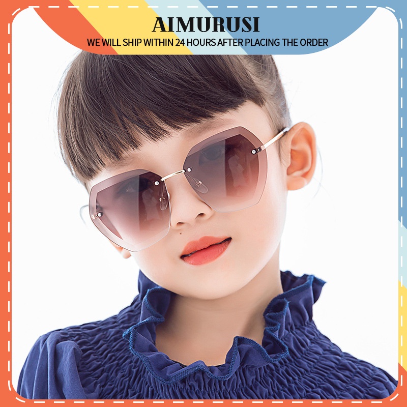 (AIMURUSI) COD Kính Mát Uv400 Tròng Đa Giác Không Viền Thời Trang Hàn Quốc Cổ Điển Cho Bé Trai Và Gái