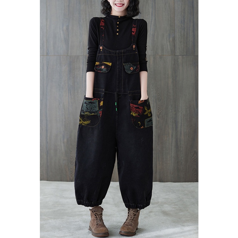 B168 Quần yếm bigsize dáng suông rộng chun gấu thời trang