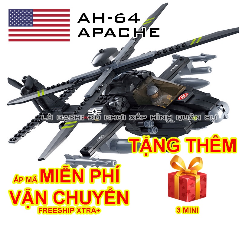Bộ xếp hình Máy bay trực thăng tấn công AH-64 Apache quân đội Mỹ