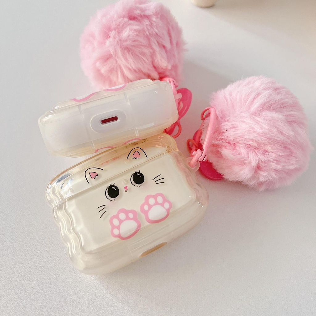 Vỏ Bảo Vệ Hộp Sạc Tai Nghe Bluetooth Airpods 1 / 2 3 2021 gen3 Bằng Silicon Mềm Trong Suốt Họa Tiết Hoạt Hình Đơn Giản Kèm Móc Treo Chống Rơi Tiện