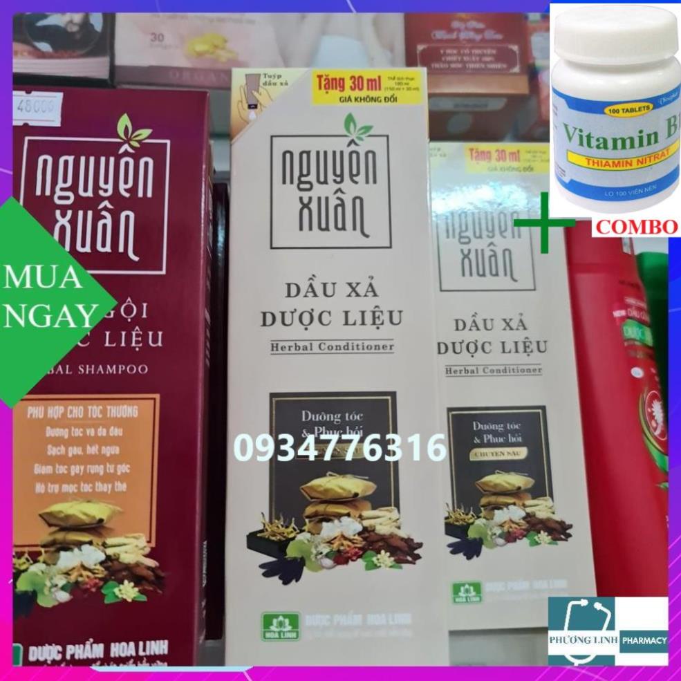 Combo Vitamin B1 chai 100 viên+ Dầu gội dầu xả dược liệu Nguyên Xuân