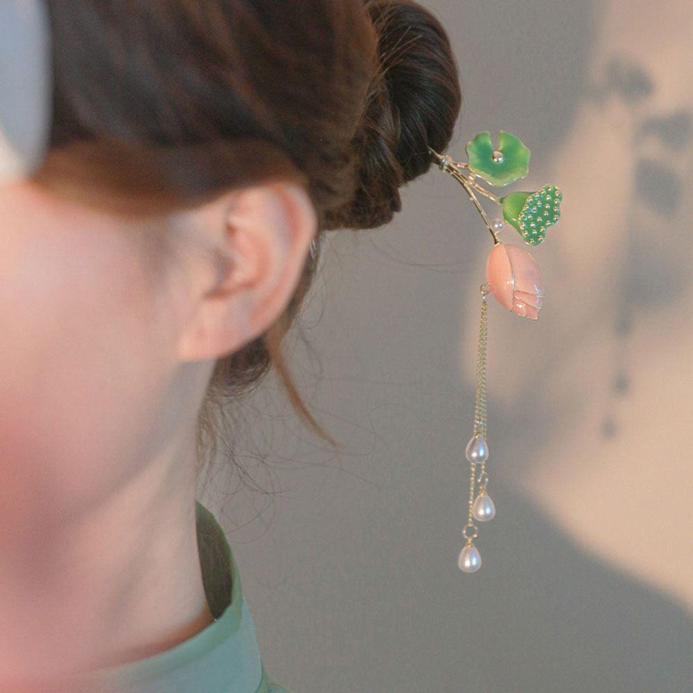 Kẹp Tóc Càng Cua Dài Hình Hoa Sen Thời Trang Hàn Quốc Cho Nữ