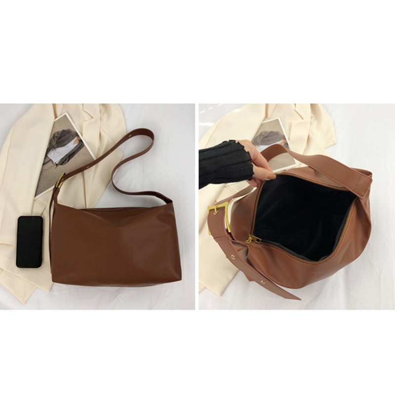 Túi Đeo Chéo Bằng Da PU Màu Trơn Có Khóa Kéo Thời Trang Mùa Đông Dành Cho Nữ