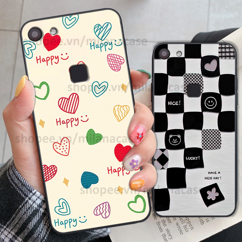 Ốp Vivo V7 / V7 Plus / V7+ in hình caro trái tim siêu đẹp, siêu nét đầy phong cách cá tính