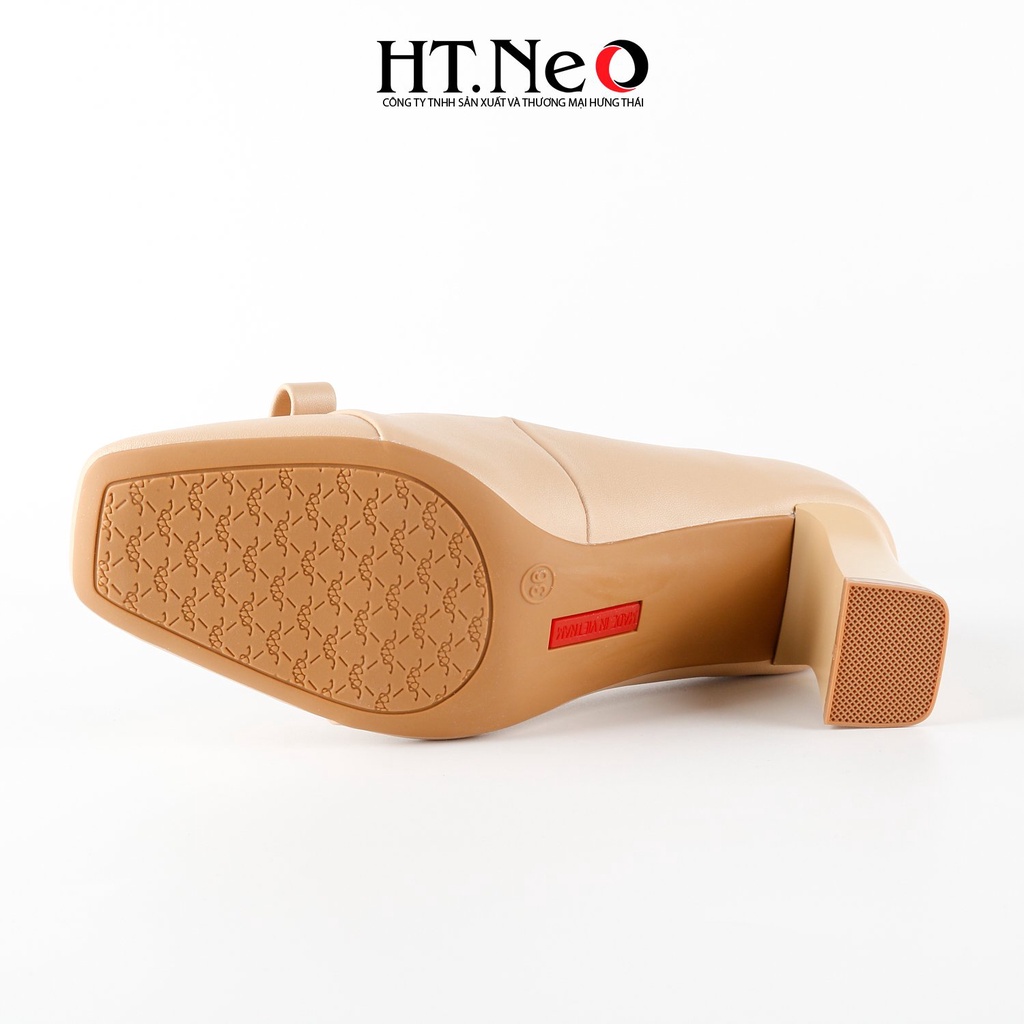 Giày cao gót đế vuông 7cm HT.NEO da bò siêu mềm, Nơ đính đá sang trọng, thanh lịch và vô cùng chắc chắn CS270