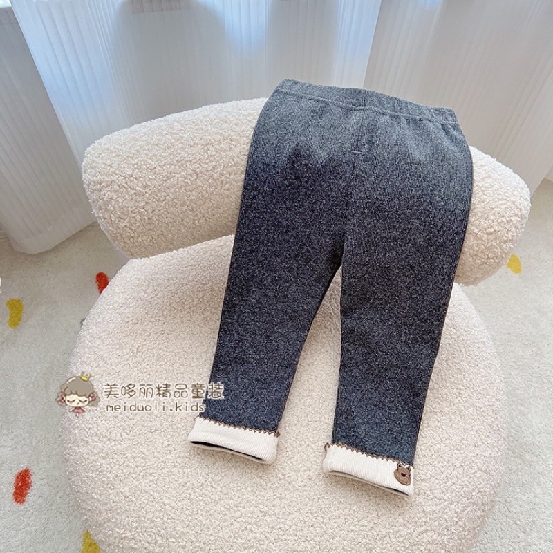 Quần Legging Nhung Tăm May Gấu Co Giãn Cho Bé