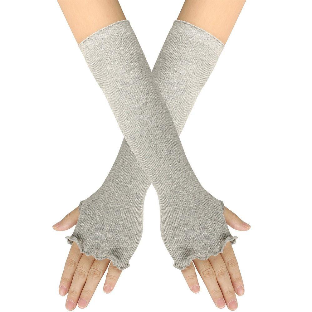 Găng Tay Dệt Kim Dài Đến Khuỷu Tay Màu Sắc Tinh Khiết Cho Nữ