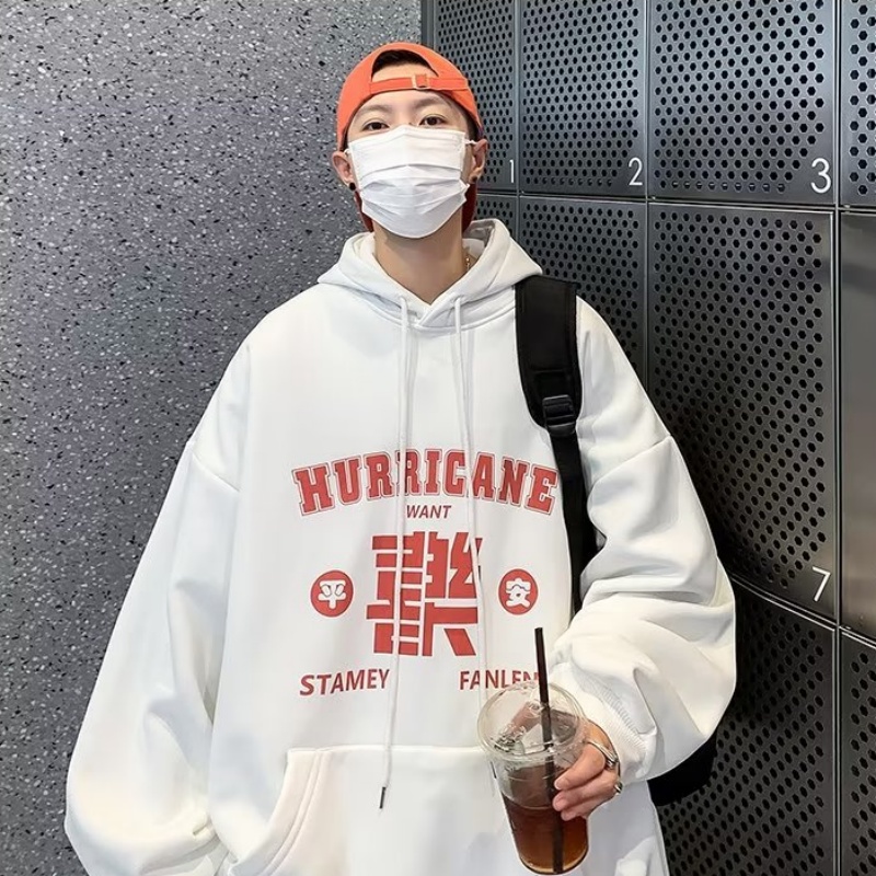 Thời Trang Áo Hoodie Dáng Rộng Có In Chữ Phong Cách Hàn Quốc Cho Nam