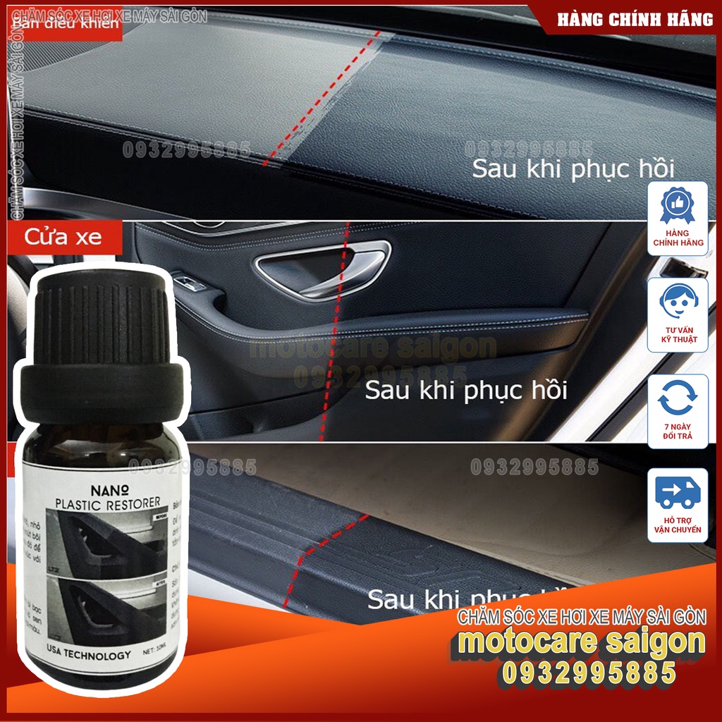 Dung dịch Phục hồi nhựa nhám, nhựa đen, dưỡng đen dàn nhám Nano Plastic restorer 10ml, dàn áo phai màu