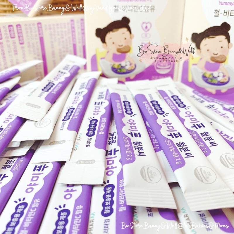 Sắt + Vitamin C Yummy &amp; Poo GMPharm Dạng Bột Hộp 60g dành cho bé từ 6m - 13y [ Hàng Air - Bw Store ]
