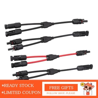 Nearb 2 pcs y branch solar connectors 1 to splitter pv parallel adapter cable wire plug 1000v dc