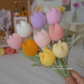 Hoa len Tulip handmade trang trí