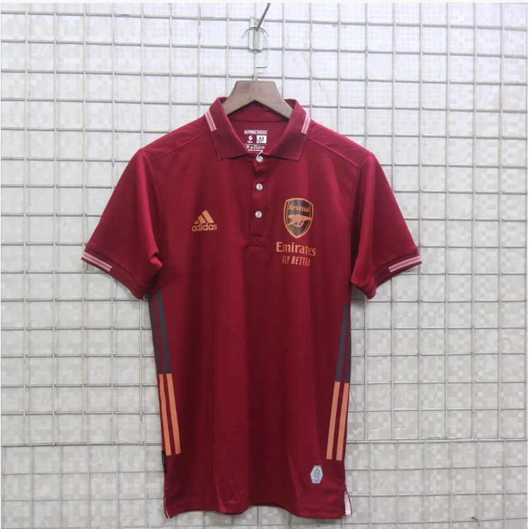 Áo Polo Bóng Đá Arsenal 2022- 2023 Màu Đỏ Đô Ảnh Thật