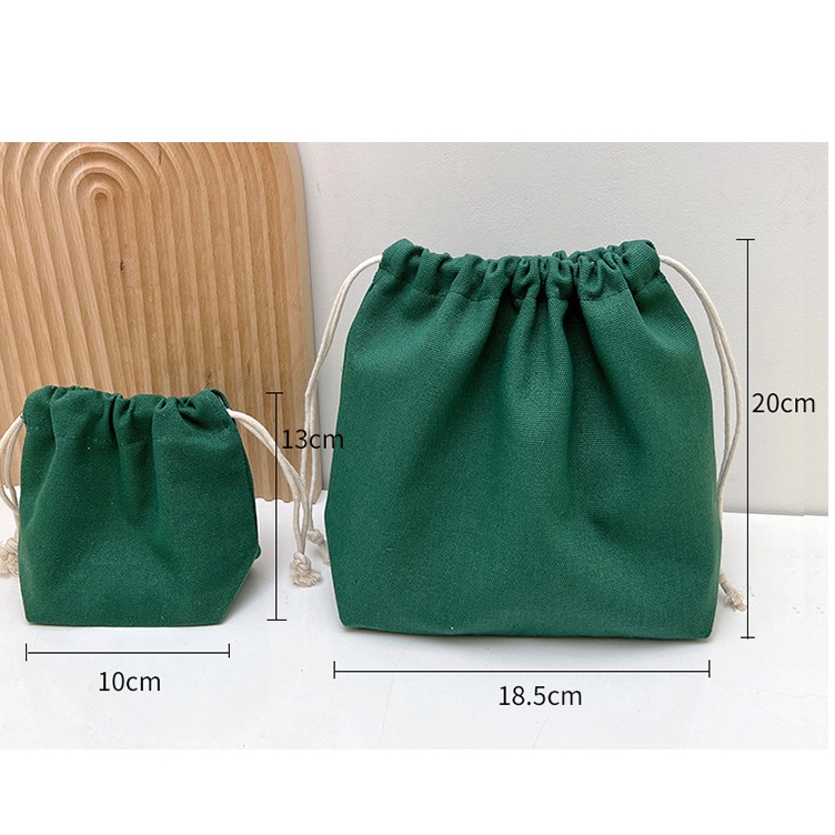 Túi Vải Canvas Mini Màu Sắc Đơn Giản Đựng Tiền Xu Chống Bụi Cho Nữ