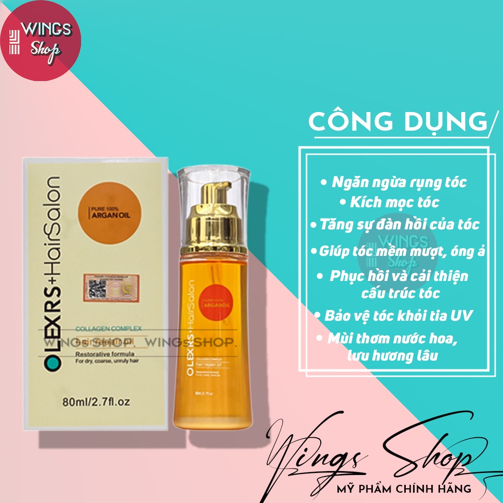 Tinh Dầu Dưỡng Tóc Phục Hồi, Dưỡng Tóc Siêu Mềm Mượt Olexrs Hair Salon 80ml, Wings Shop