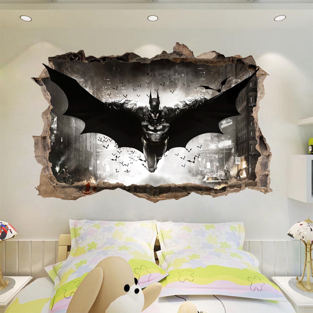 Decal 3D Người Dơi, Tranh Dán Tường Người Dơi Batman Siêu Anh Hùng DC
