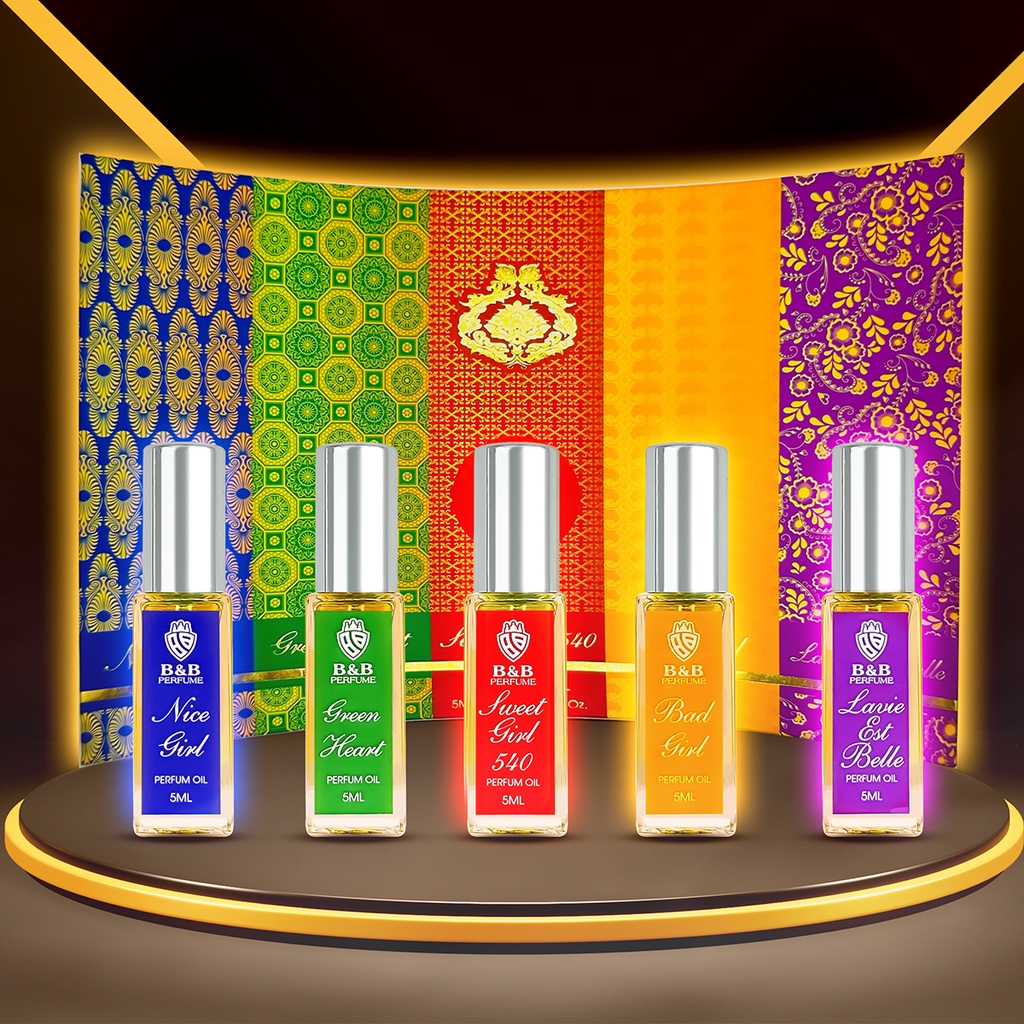 Combo 5 chai Tinh dầu nước hoa nữ test B&amp;B lưu hương cực lâu phong cách Pháp có túi xách - Doney