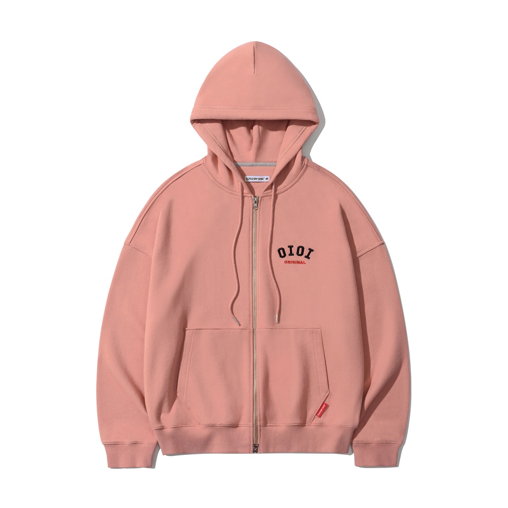 Áo khoác nỉ Oioi chính hãng Hàn Quốc có mũ kéo khóa dài tay | BASIC LOGO HOOD ZIPUP - CÓ SẴN
