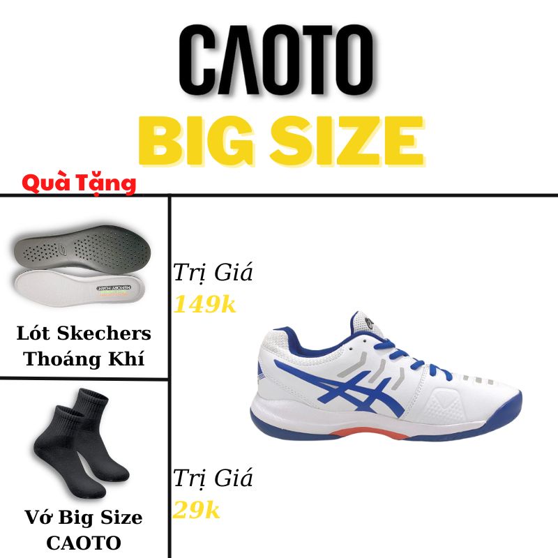 Đế Chống Trượt Màu Trắng Big Size-Giày Tennis Nam Size Lớn 45 46 47 48