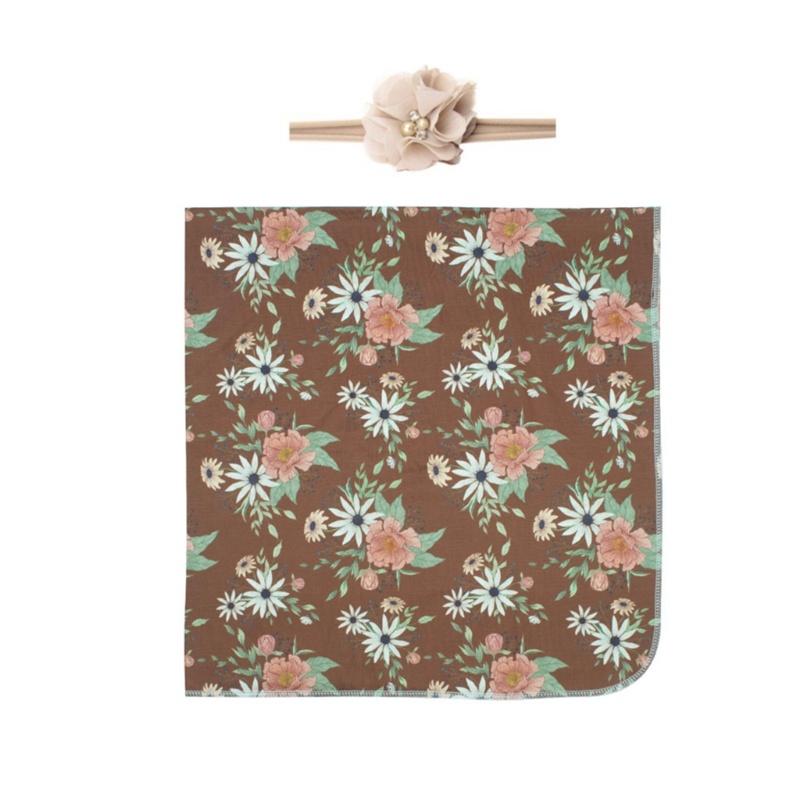 Khăn Quấn Em Bé Sơ Sinh Kèm Băng Đô Xinh Xắn