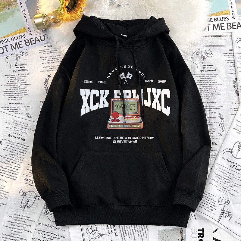 Áo Hoodie Lót Lông Cừu In Họa Tiết Độc Đáo Phong Cách Hip Hop Cho Nam