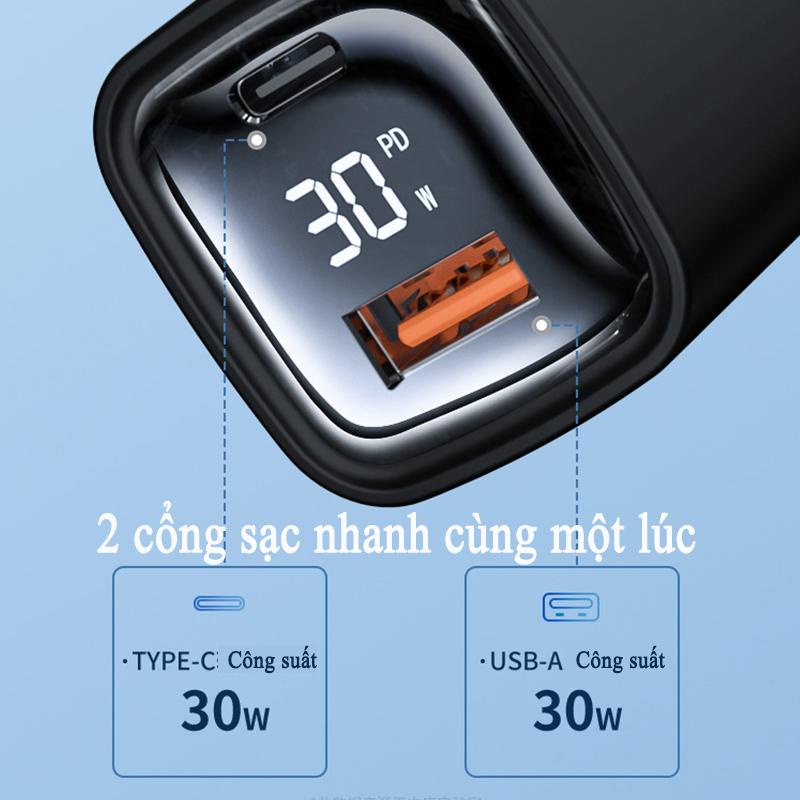 Củ sạc nhanh 33w chính hãng - Bộ cục kèm dây C to C, T to L phù hợp với điện thoại ip và Androi