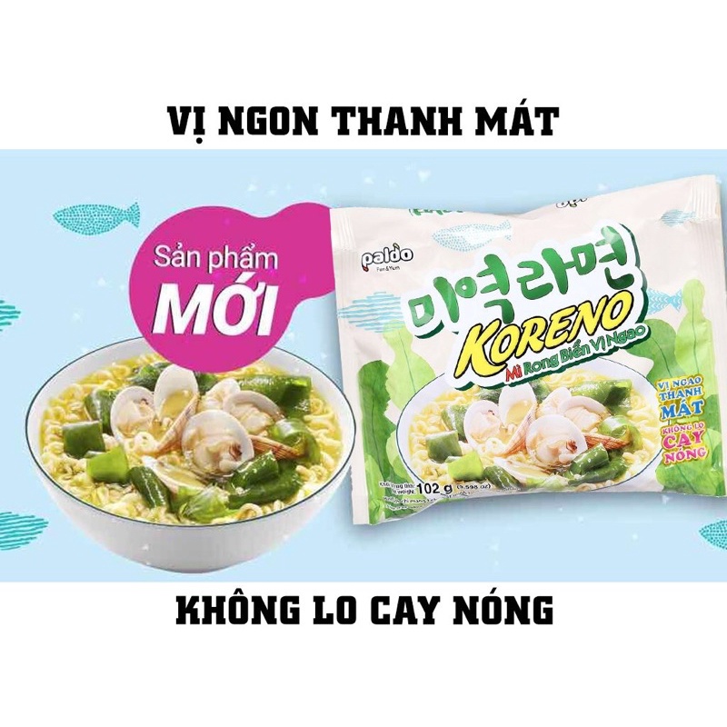 Lốc 4+1 gói mì rong biển vị ngao koreno 102g