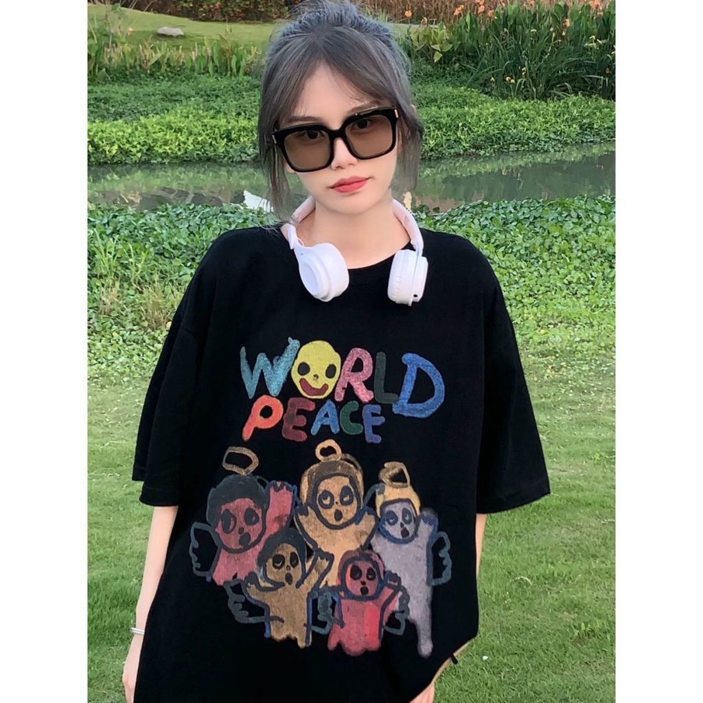 NRVP Áo Thun Unisex Mùa Hè Dáng Suông Tay Cộc Phong Cách Hàn Quốc Cho Nam Nữ