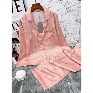 Bộ mặc nhà lụa vân Sam luxury, pijama lụa dài tay cao cấp
