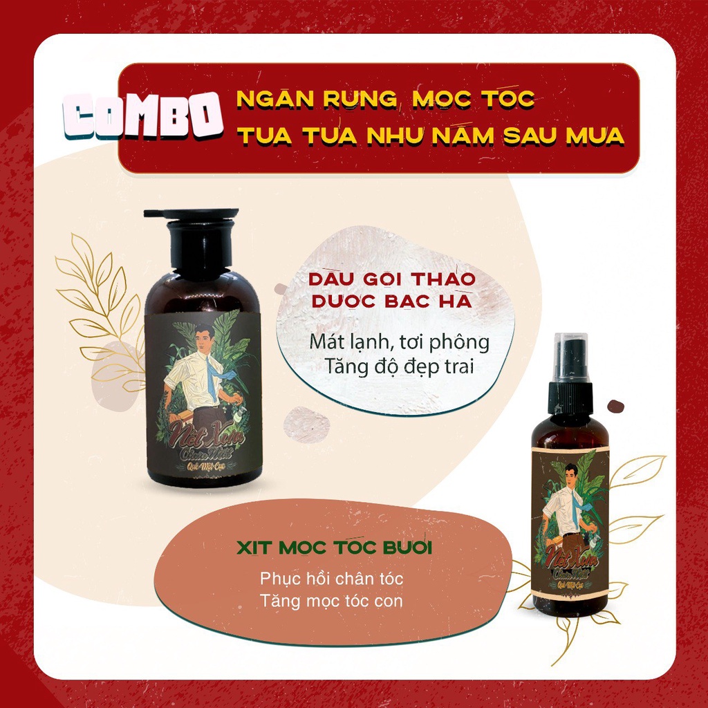 Dầu gội thảo dược bạc hà, dầu gội nam the mát, tăng độ đẹp trai cho mái tóc sạch gàu, mềm mượt từ thiên nhiên