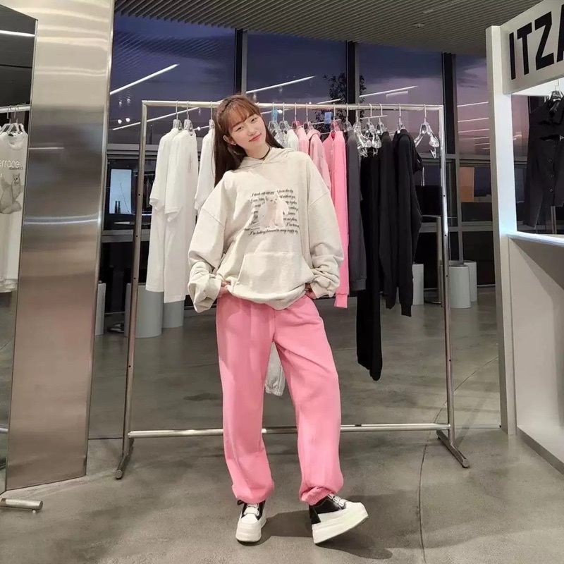Áo hoodie brand Hàn in hình mèo Itzavibe giống Jeno & Jaemin NCT