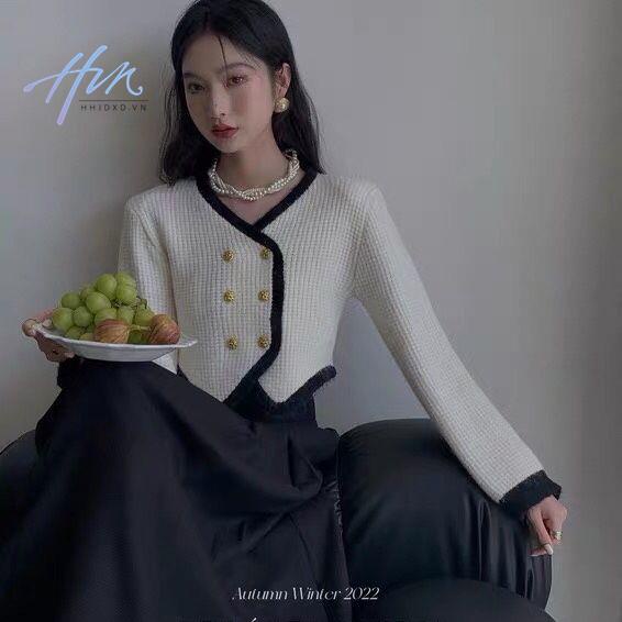 Lelart Áo Sweater Ngắn Mùa Thu Hai Hàng Nút Cài Phong Cách Hoàng Gia Pháp Cao Cấp Mới Cho Nữ