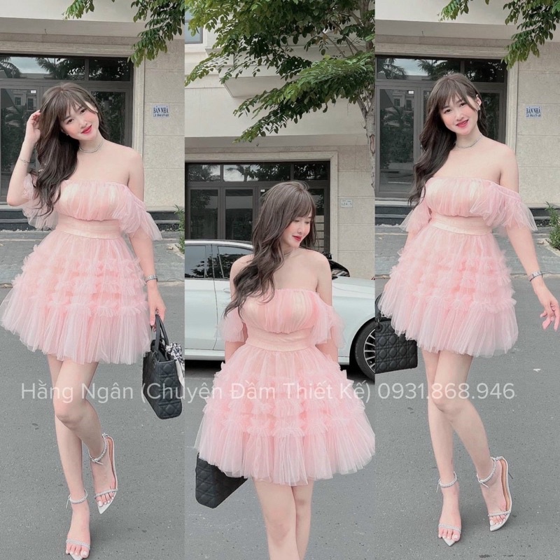 ĐẦM TK CÔNG CHÚA PHỐI LƯỚI REN TẦNG TRỄ VAI Y HÌNH CHUẨN MẪU( ĐI TIỆC,DẠ HỘI ♥️👗