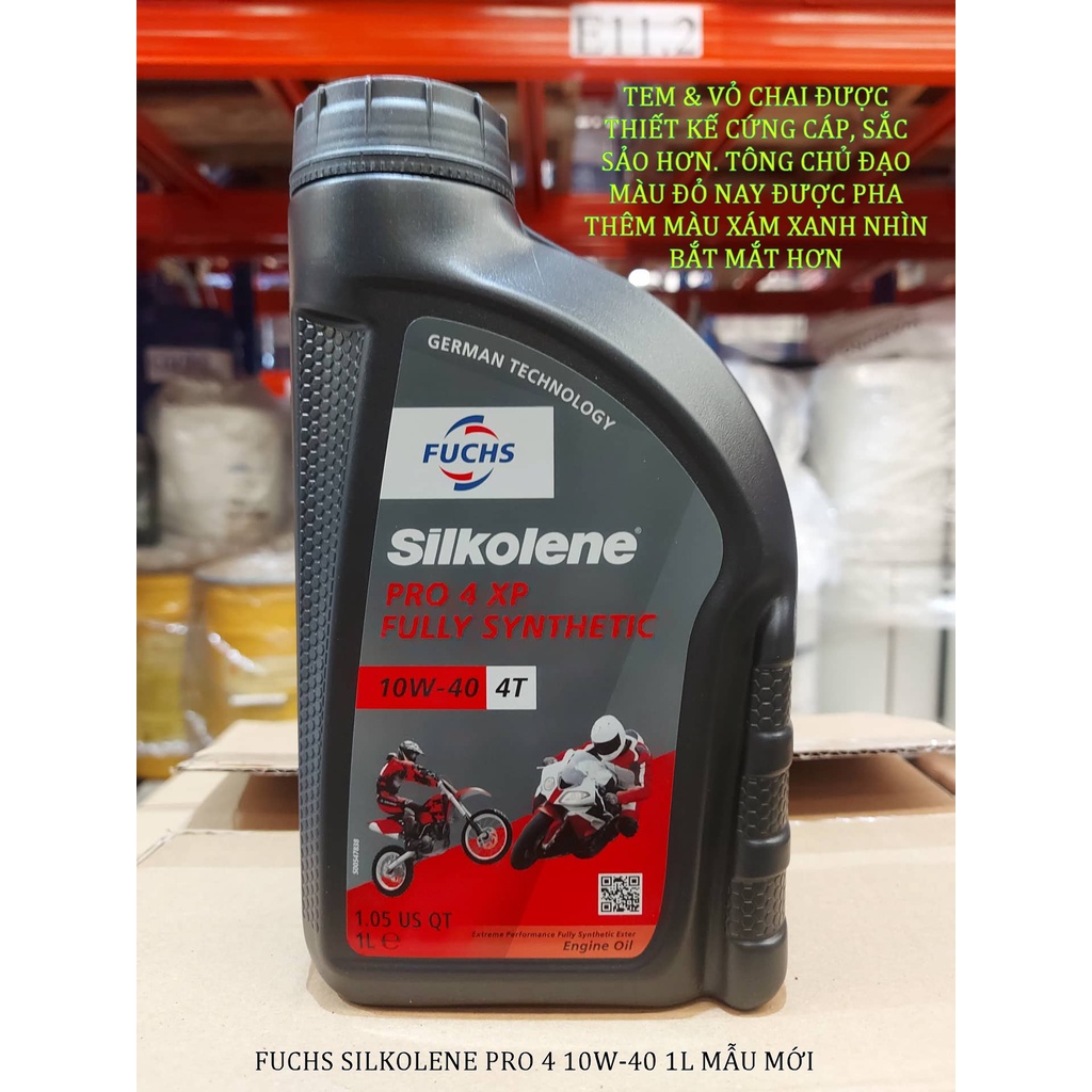 Dầu nhớt Fuchs Silkolene 10W-40 tổng hợp toàn phần Ester cao cấp cho xe côn tay Honda, Yamaha, Suzuki, KTM, Benelli...
