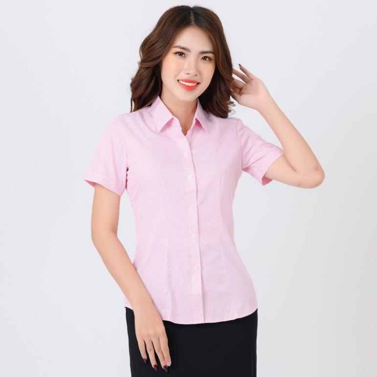Áo sơ mi nữ Thái Hòa ngắn tay sọc thẳng 3 màu N640