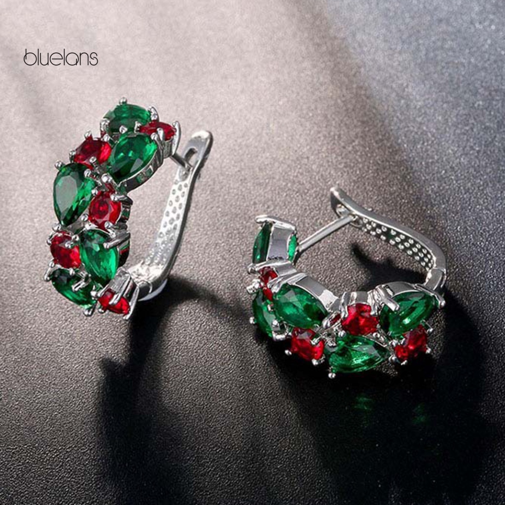 1 Đôi Bông Tai Tròn Đính Đá Nhiều Màu Sắc Phong Cách Âu Mỹ Thời Trang Cho Nữ