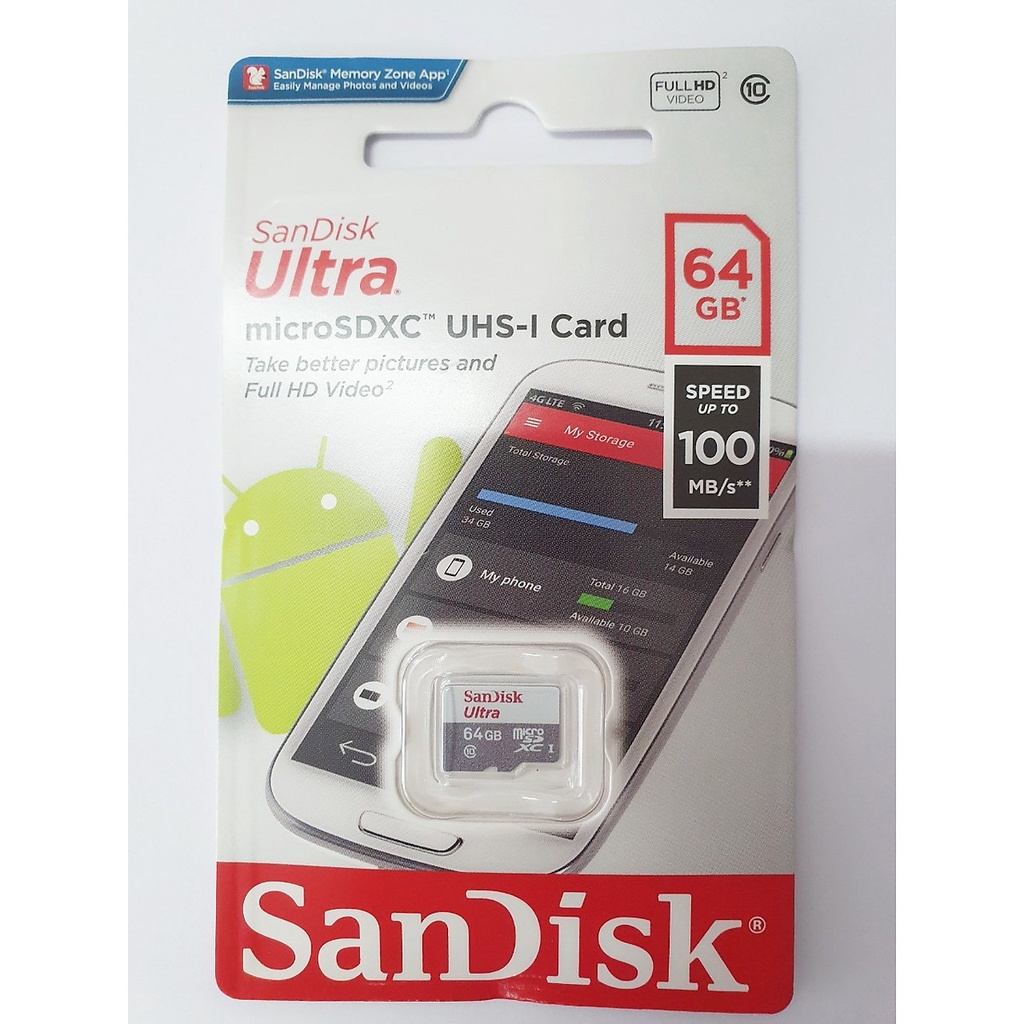Thẻ nhớ microSD Sandisk Ultra 100MB/s 64GB