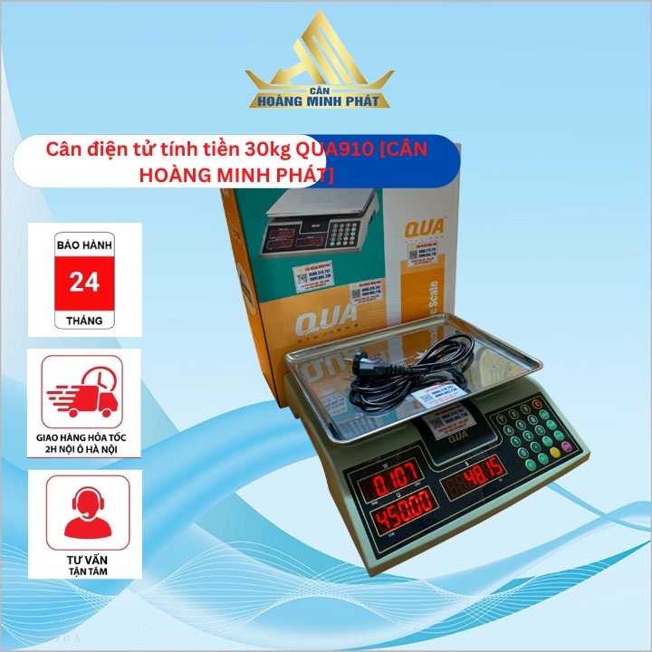 Cân Tính Tiền 30kg hàng cao cấp Qua910 Bán Trái Cây, Thực Phẩm ở Chợ Siêu Thị [ CÂN HOÀNG MINH PHÁT ]