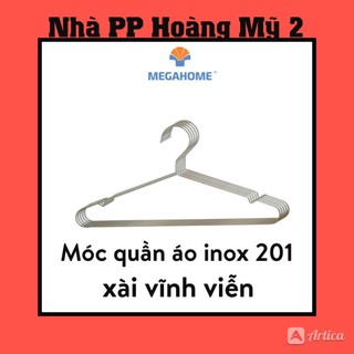 Móc Inox treo phơi quần áo - Móc treo phơi đồ người lớn hiệu Megahome, vĩ 5 cái