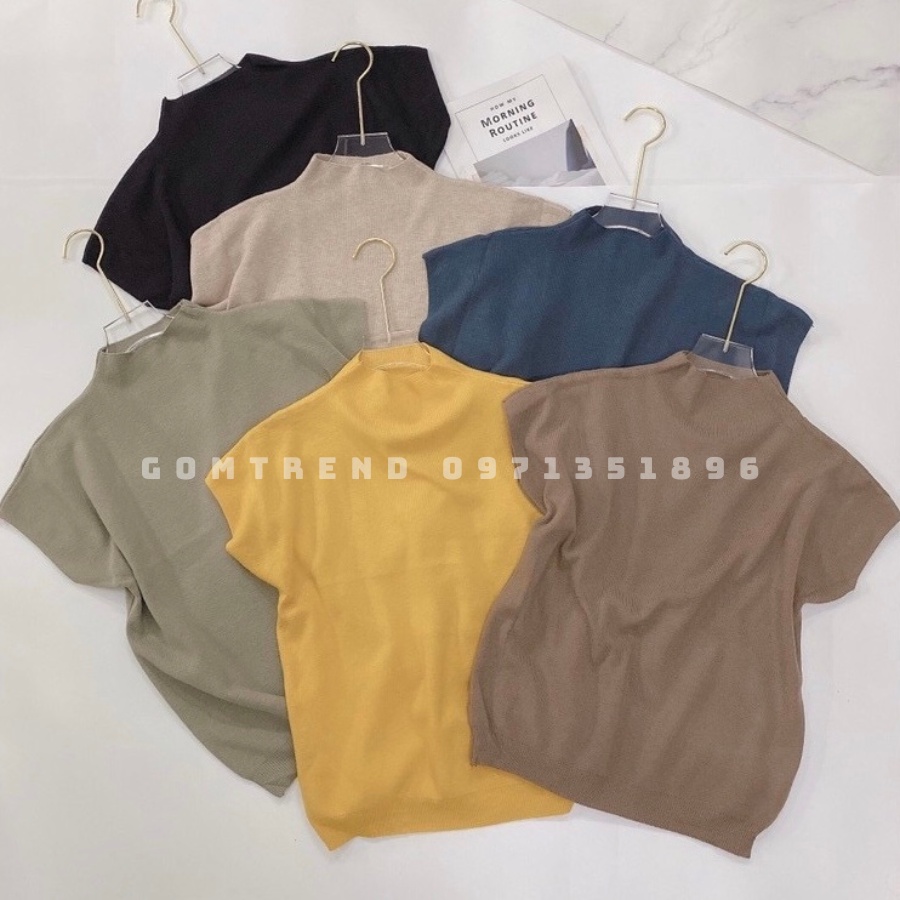 Áo Len Nữ Tay Hến Ngắn Tay Dáng Rộng Cổ Lọ 3 Phân Chất Len Lông Thỏ Mềm Mịn Bo Chun Eo Độc Lạ