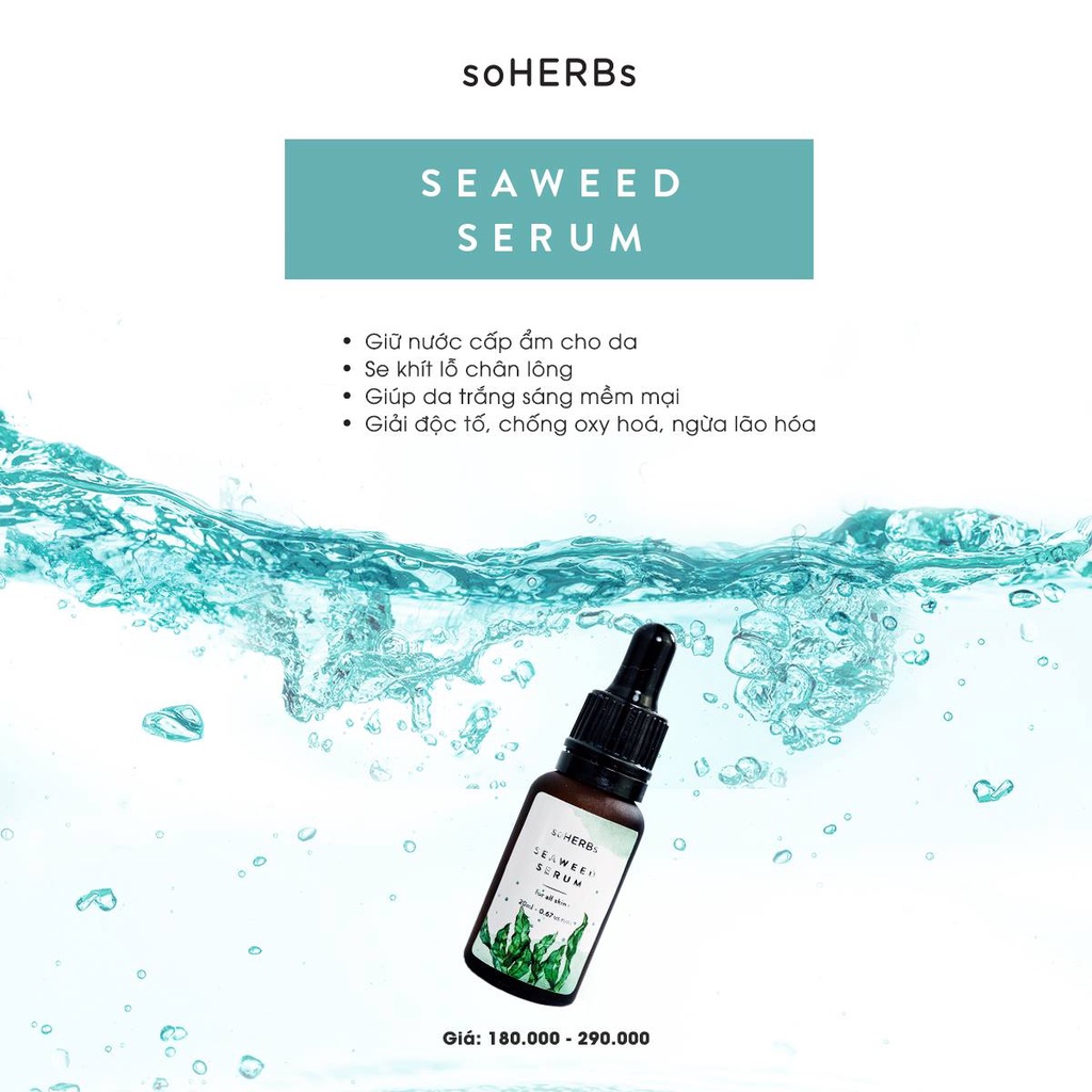 Serum Tảo Biển Dưỡng Da Se Khít Lỗ Chân Lông SOHERBS Seaweed Serum 20ml