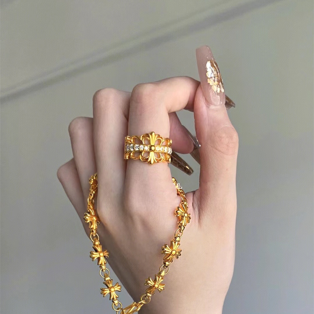 Nhẫn Hở Tạo Hình Khoai Tây Chiên 18K Phong Cách Âu Mỹ
