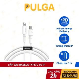 Cáp sạc baseus ip hỗ trợ sạc nhanh pd 18w cổng type c to ip cho ip8 / x / xs max / 11 / 12 pro max dài 1m